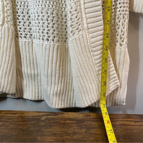 GAP long open knit hooded open front Cardigan White - Picture 10 of 15